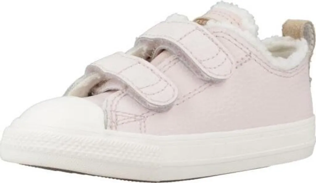 Baskets Montantes Fille Converse All Star Cuir Rose et Doublure Moumoute
