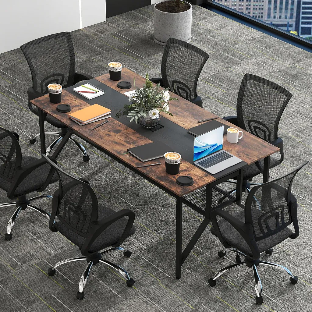 Table de réunion pour salle de conseil 6-8 places avec plateau bois 180cm