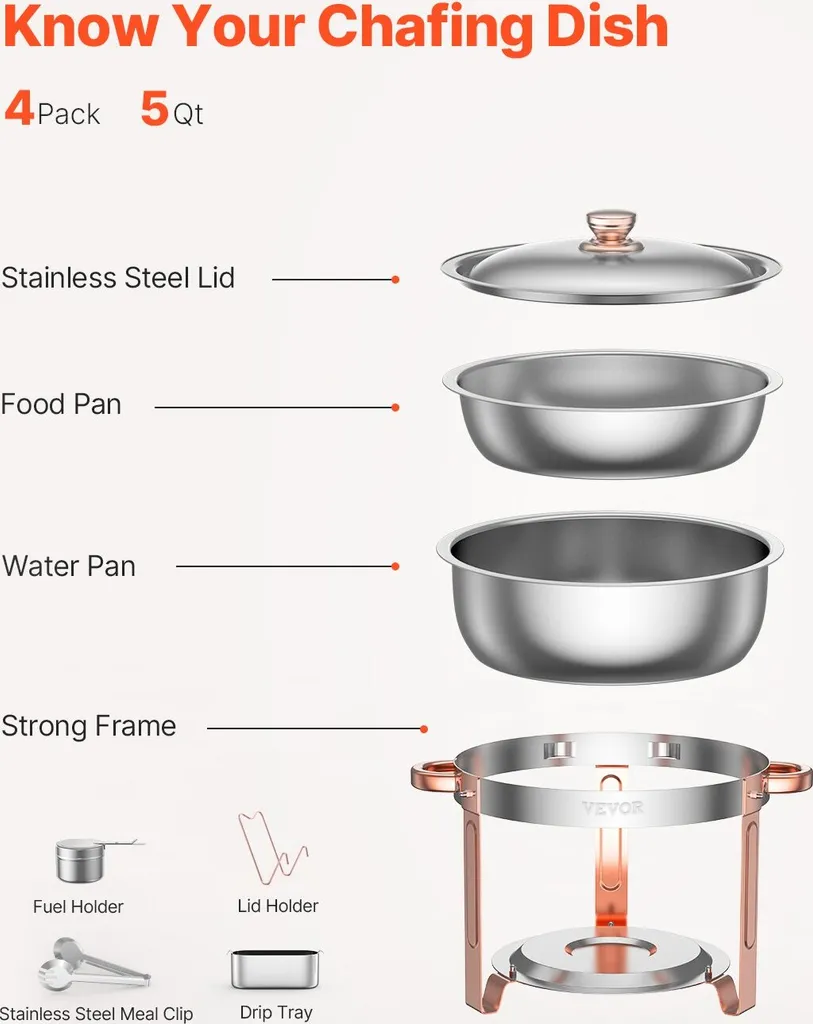 Offerta Set 4 Scaldavivande Oro Rosa 4,7L - Acciaio Inox Prezzo Outlet - 6