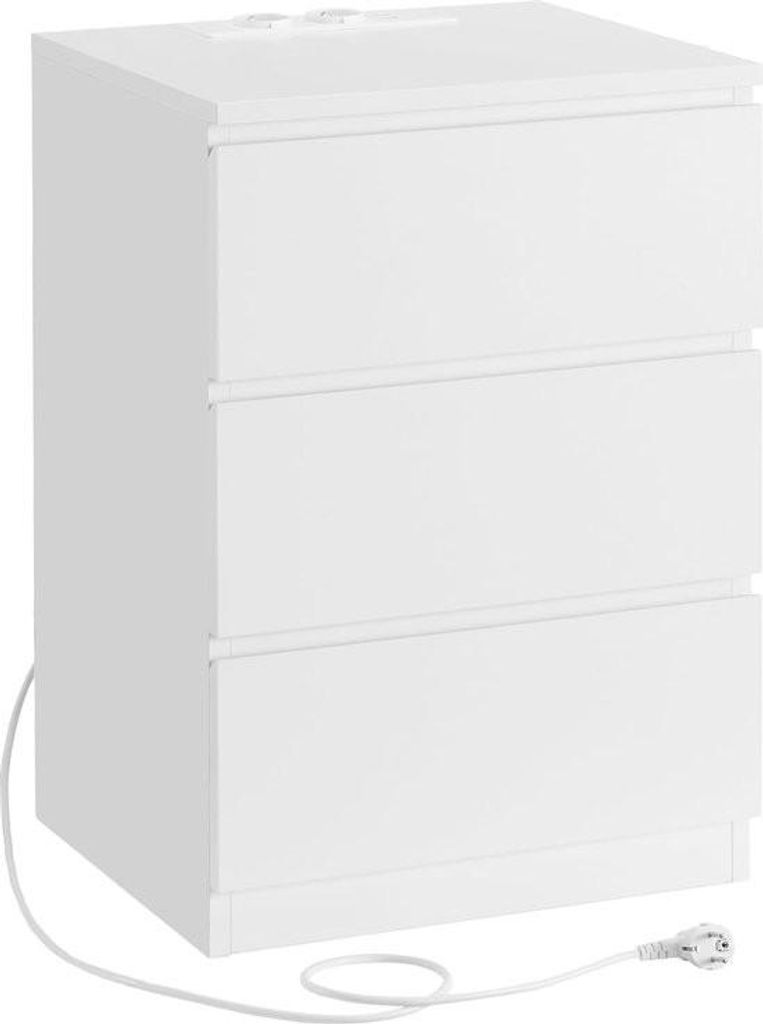 Nachttisch – 2 Steckdosen – 2 USB-Anschlüsse – Modern – Ladestation – Stauraum