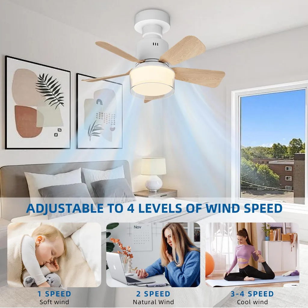 Ventilateur de plafond AIORBER avec éclairage LED et télécommande bois - 5