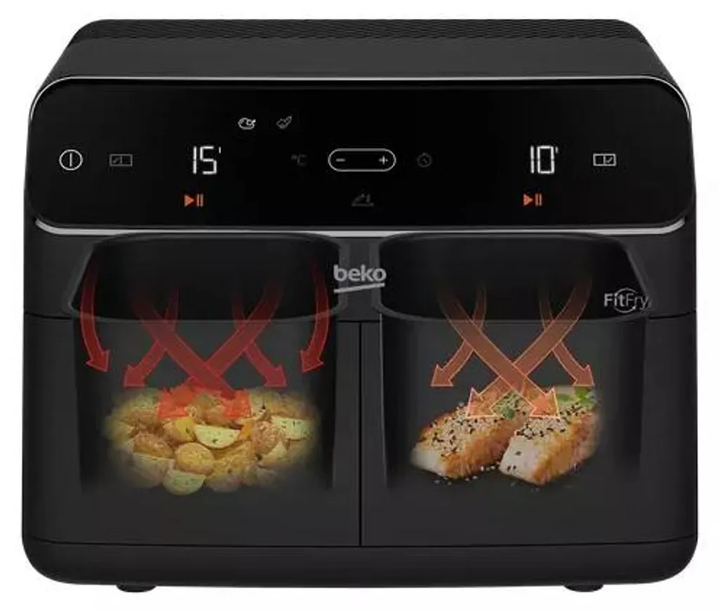 Friteuse sans Huile Beko Double Compartiment 2400W - 8 Programmes