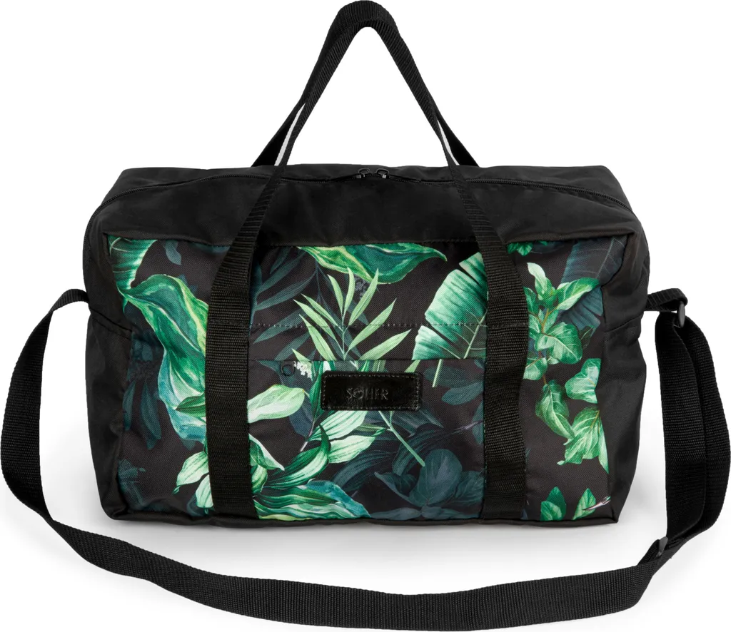 Solier Torba Podróżna Stb01 Noir à Feuilles Vertes - Sac de Sport Chic