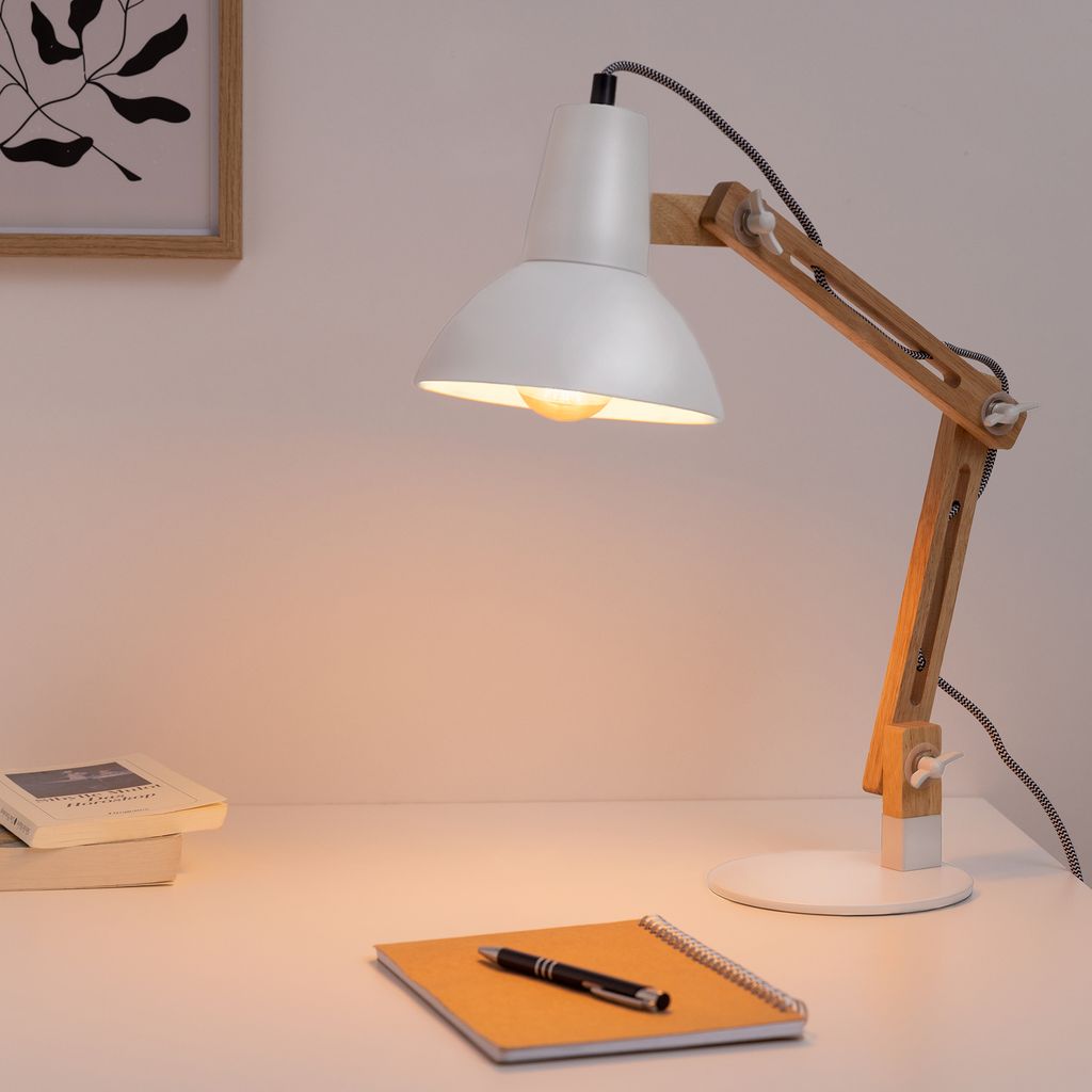 Navaris Design Holz Schreibtischlampe - E27