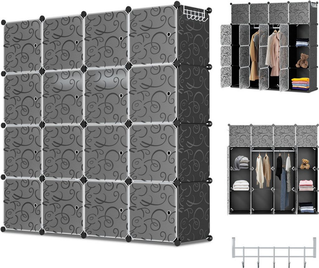 TolleTour Kleiderschrank DIY Badregal Bücherregal für Miethaus Schuhregal 16 Fächer
