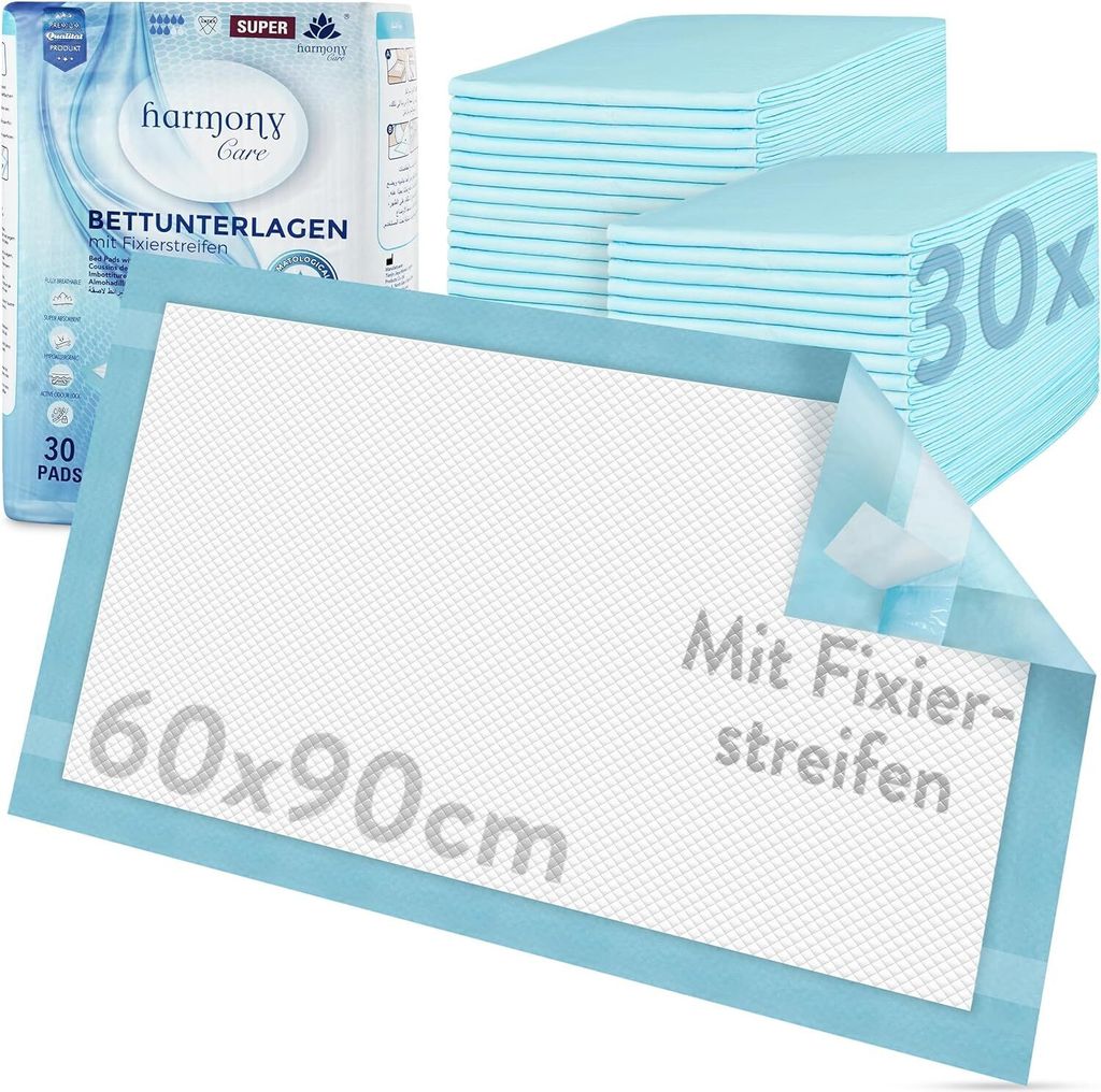 Harmony Care® Inkontinenz Bettunterlage mit Fixierstreifen Produktbild 