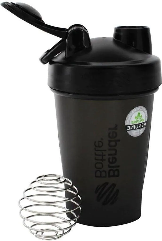 Shaker de sport 590 ml noir pour gym et fitness, idéal whey et créatine