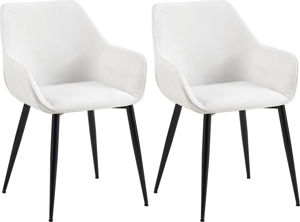 2er Set Esszimmerstuhl HLO-CP9 Stoff creme