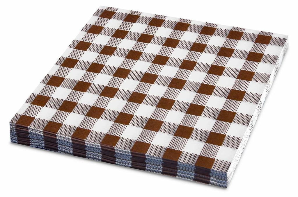 80x Servietten 33 x 33 cm 3-lagig 1/4 Falz KARO braun Produktbild 