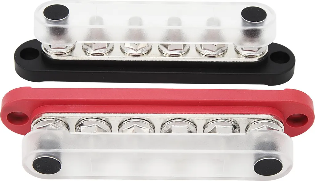 Barre de distribution électrique 6 voies M8 150A avec capot de protection