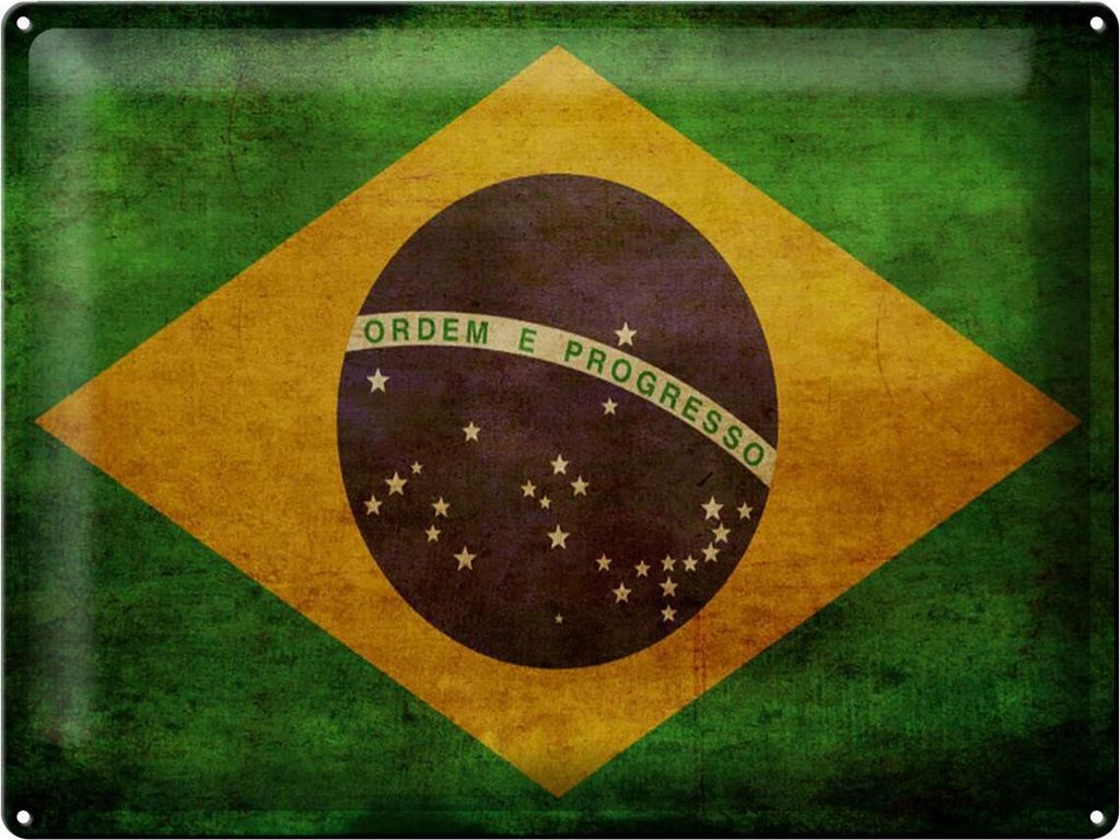 Blechschild Flagge Brasilien, 40 x 30 cm, Blechschilder Produktbild 