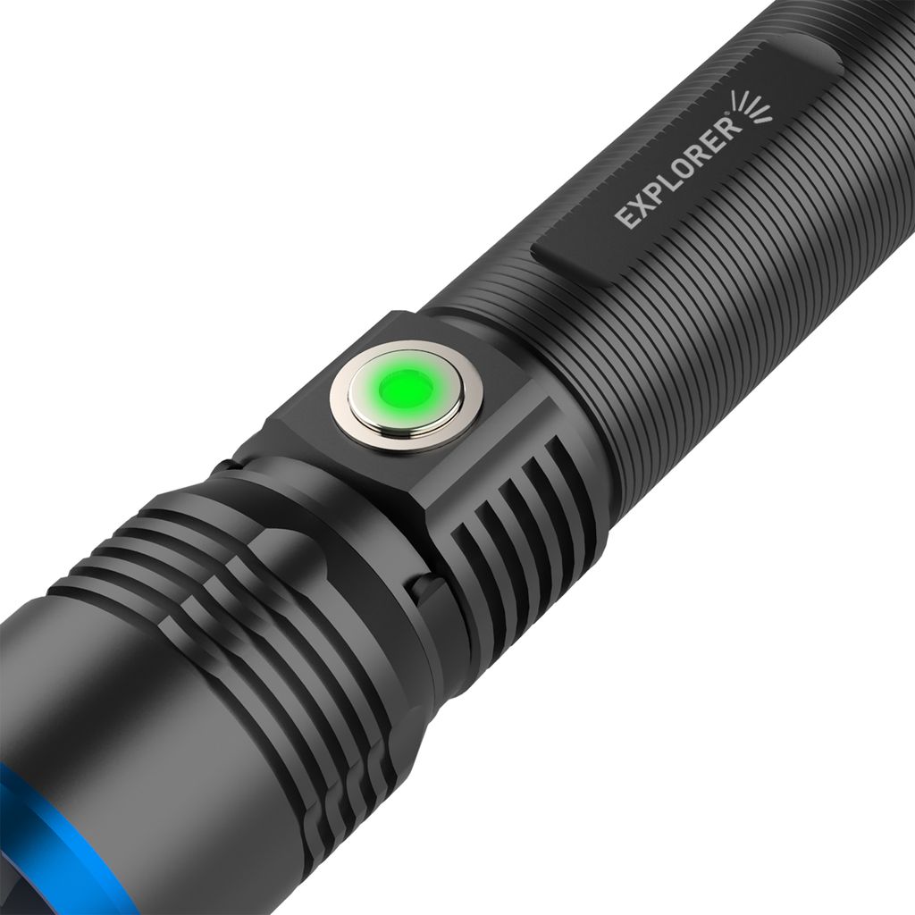 Petite lampe de poche LED rechargeable ultra lumineuse 6000 lumens, type C rechargeable, 4 perles puissantes, 8 modes d'éclairage et longue durée de vie, étanche, pour camping, randonnée, urgences en
