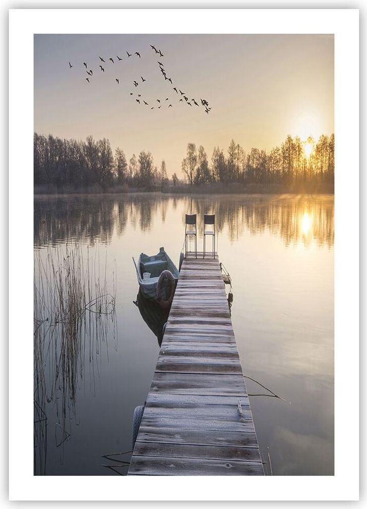 Poster - Poster ohne Rahmen - Brücke Westen die Sonne - 50x70 cm - Wand Bild - Wanddeko - Wandbilder - Kunstposter - Wandposter - Bilder - Kunstdr...
