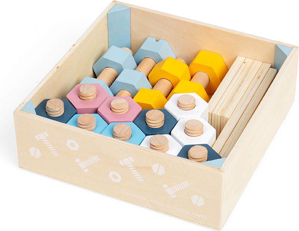 Bigjigs Kiste mit Muttern und Schrauben Produktbild 