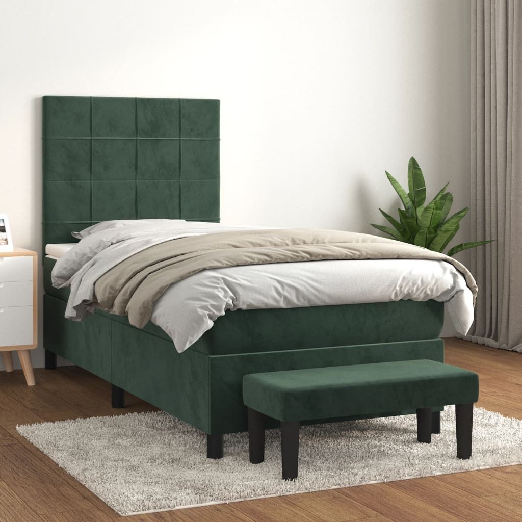 Maison Exclusive - Boxspringbett mit Matratze Dunkelgrün 90x190 cm Samt