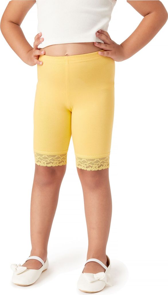 Merry Style Mädchen Kurze Leggings mit Spitze Mädchen Leggings aus Viskose MS10-434 (Gelb, 152)