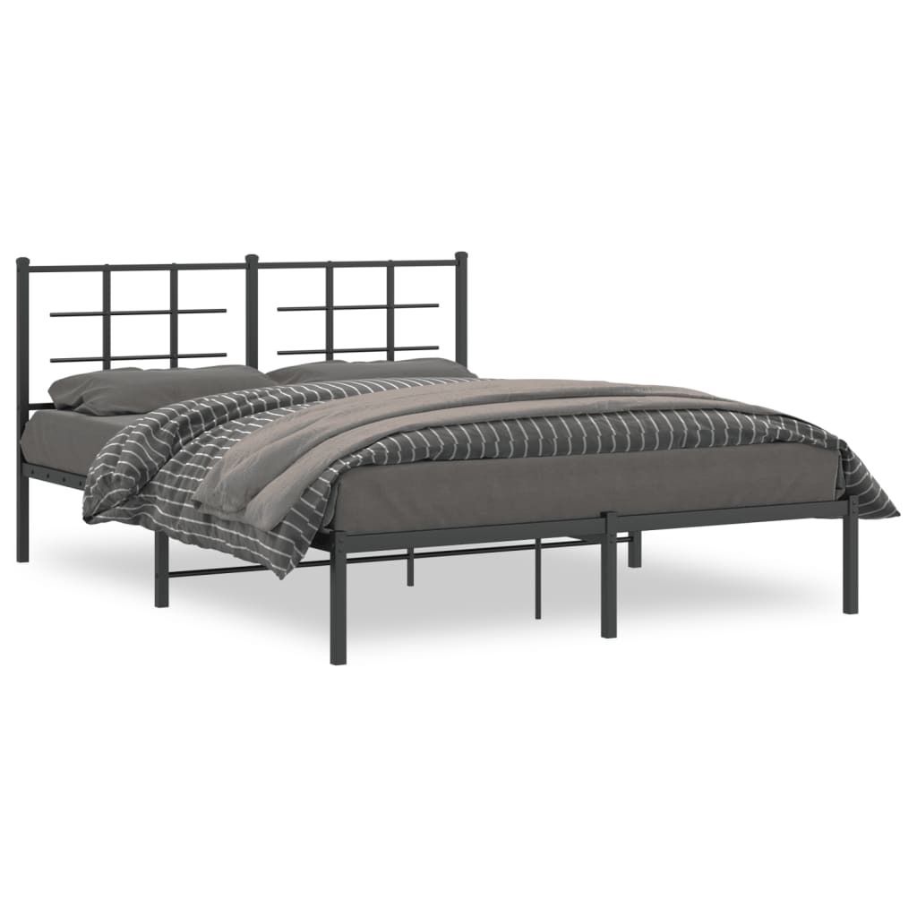vidaXL Bettgestell mit Kopfteil Metall Schwarz 160x200 cm