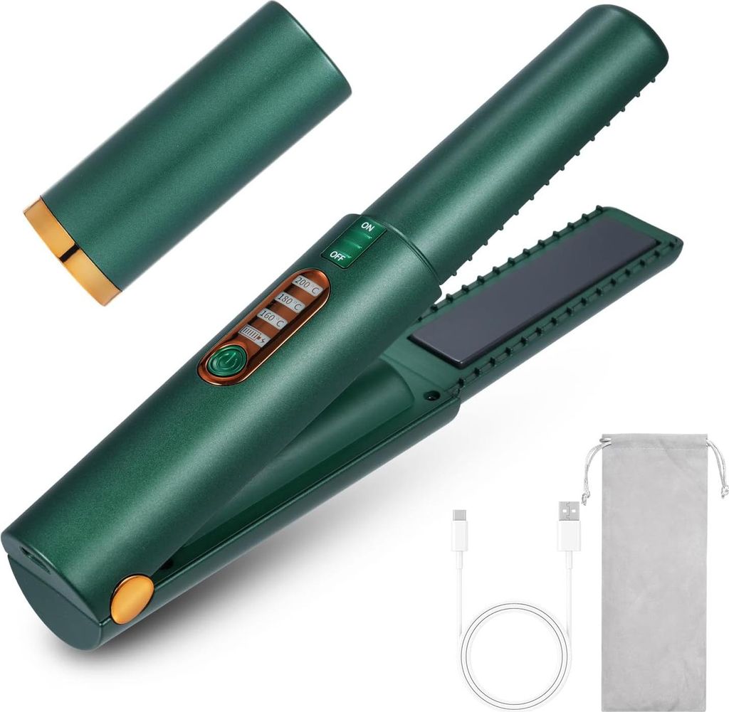 Kabelloses 3-Stufen-Glätteisen, Schnelles Aufheizen, 4800mAh Akku & ergonomischer Griff mit Zahnrad-Design