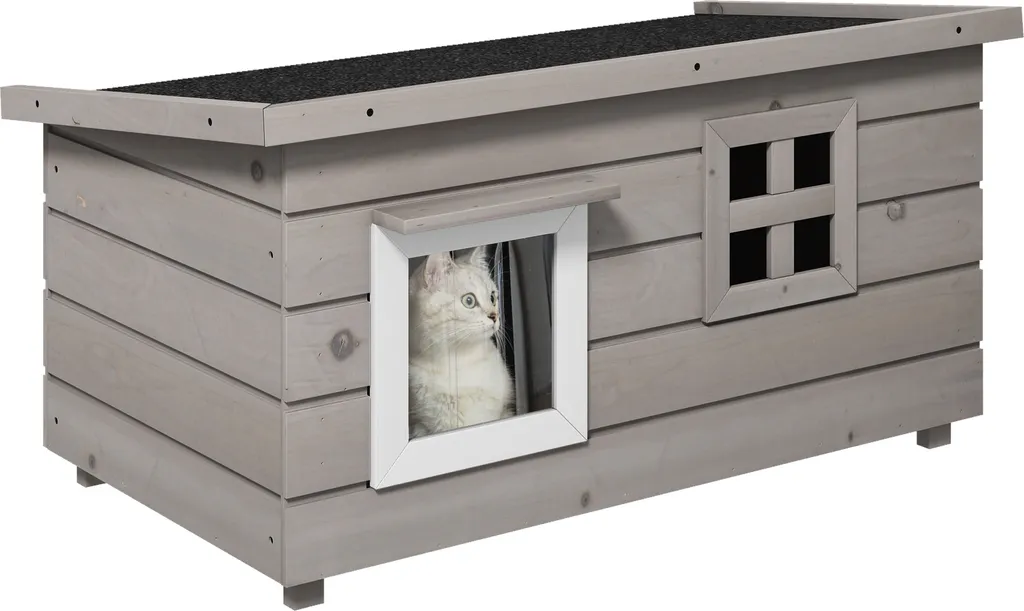 Maison pour Petits Animaux avec Toit en Asphalte Imperméable Gris Noir