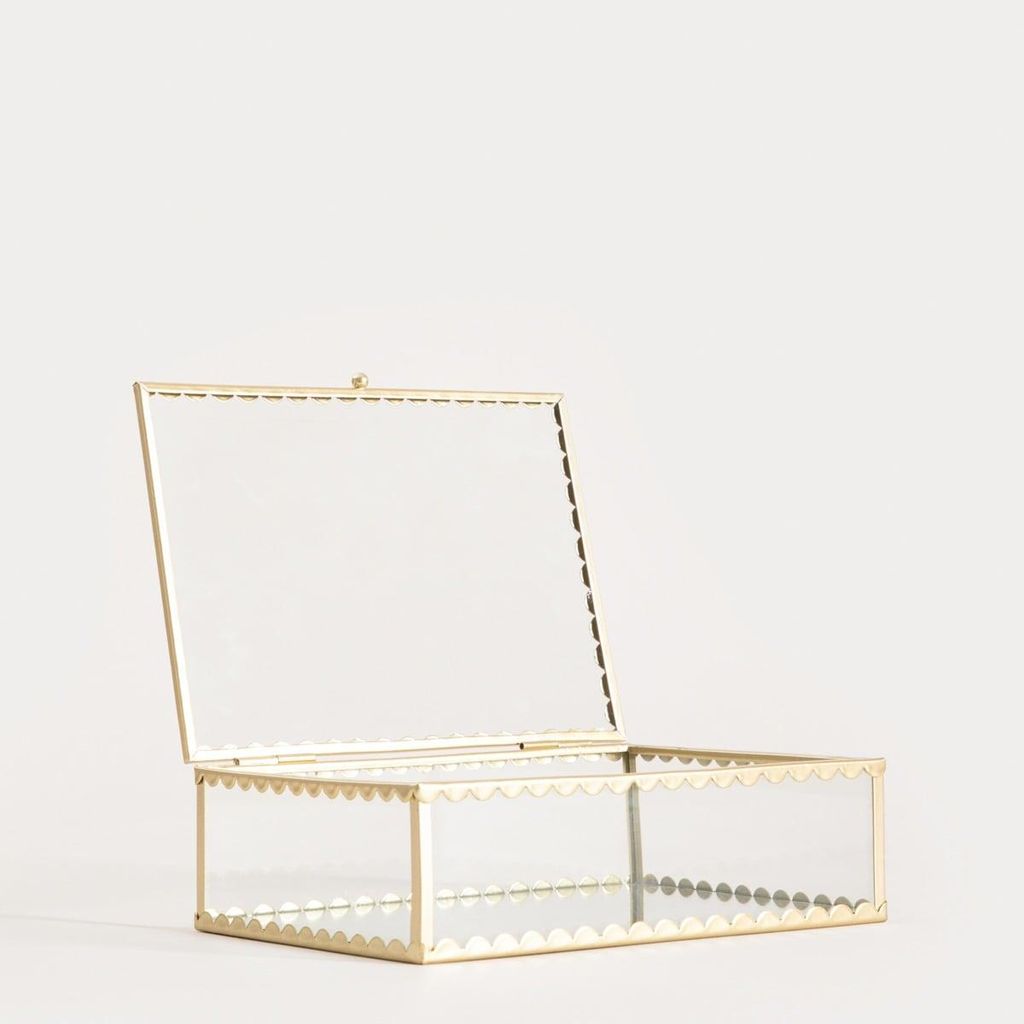 Złote pudełko na biżuterię HOMLA GRAZIA 18x13x5,5 cm Zdjęcie produktu 