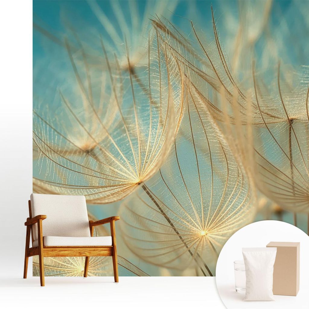Fototapete - 250x250 cm - Tapete - Wandtapete - Wandbilder - Dekofolie - Tapete Folie - Wand - Dekoration - Wohnzimmer - Ätherische Löwenzahn
