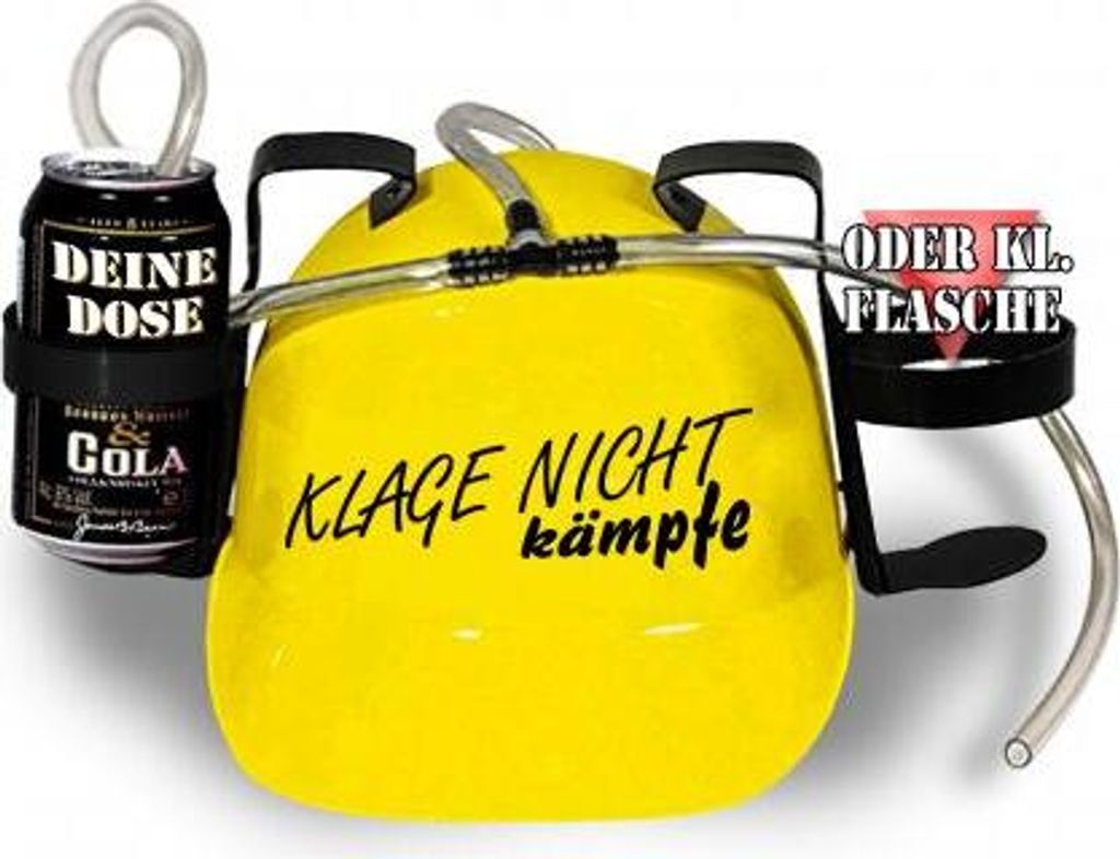 Trinkhelm Spaßhelm mit Print - Klage nicht kämpfe - 51657 Color - gelb