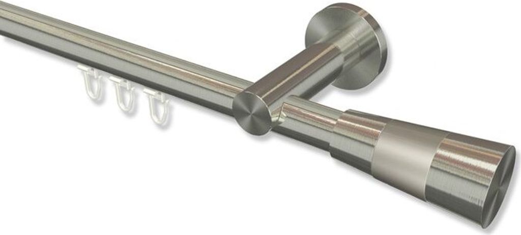 Interdeco Innenlaufstange, Gardinenstange mit Innenlauf Edelstahl-Optik Modell Platon Tanara, 20 mm Ø 1-läufig, 600 cm (geteilt)