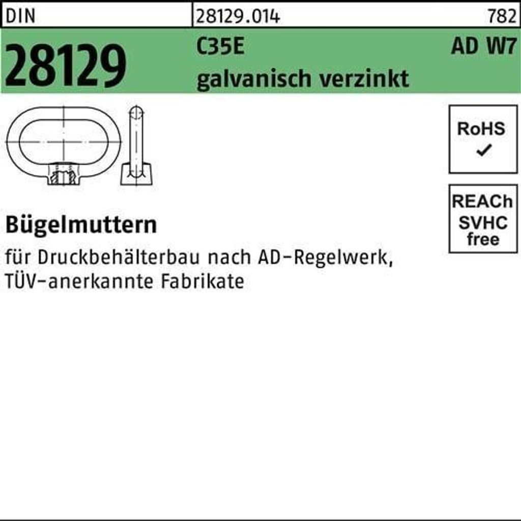 Reyher  Bügelmuttern DIN 28129 C35E M 20 vz, ADW 7 (1 Produktbild 