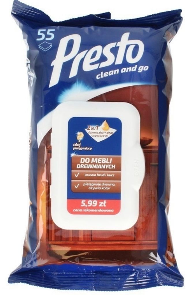 PRESTO Feuchttücher für Holzmöbel 55 Tücher