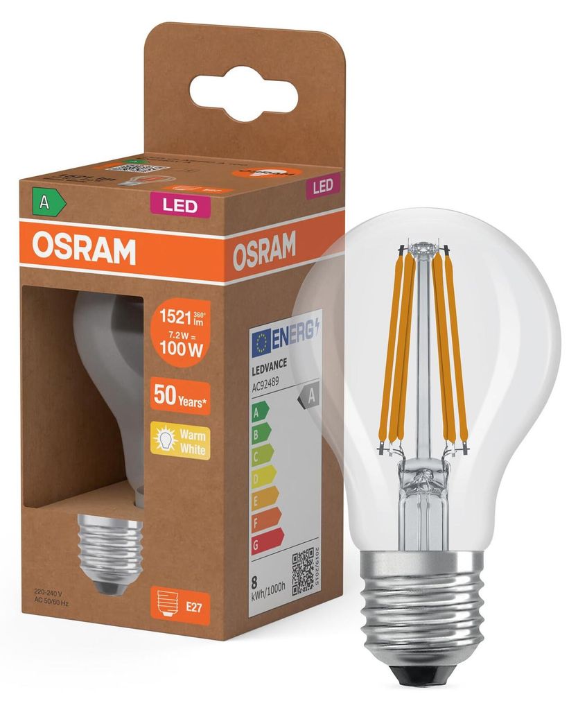LEDVANCE 4099854236853, 7,2 W, 100 W, E27, 1521 lm, 50000 Obrázok produktu 