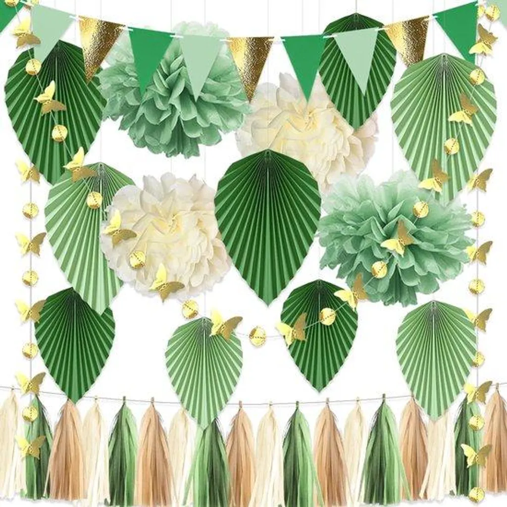 Kit décoration papier coloré baby shower et mariage - Lot de 12 pièces