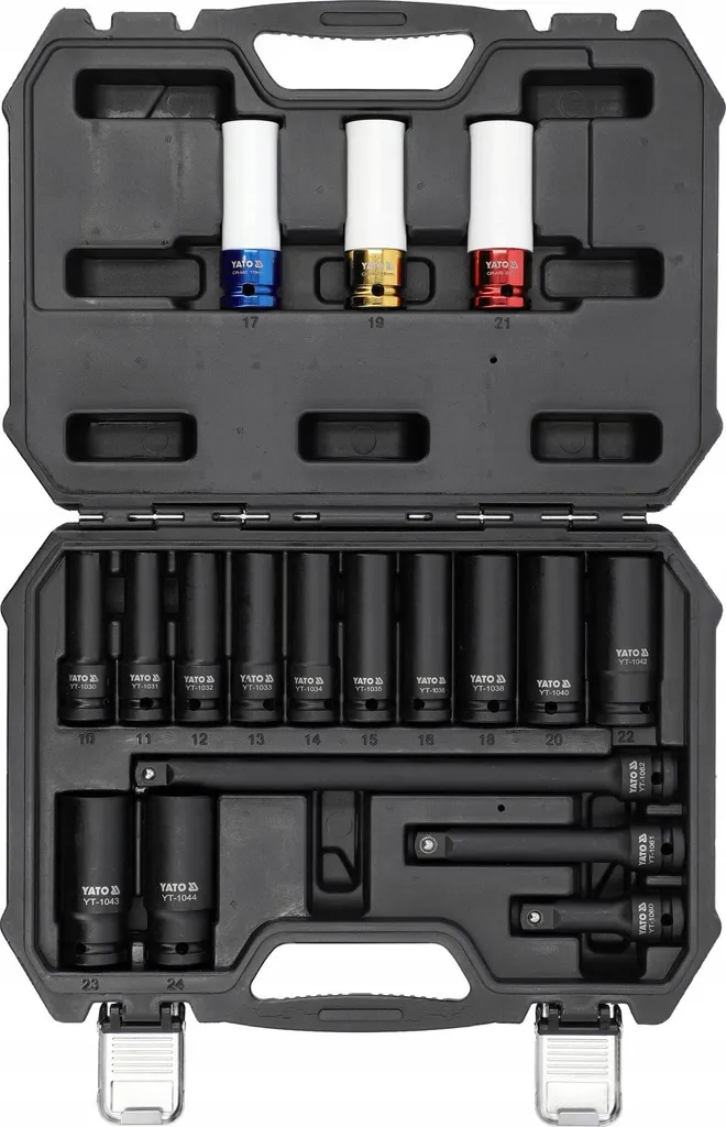 Jeu de douilles à choc 1/2 pouce 10-24mm 18 pièces pour jantes alu