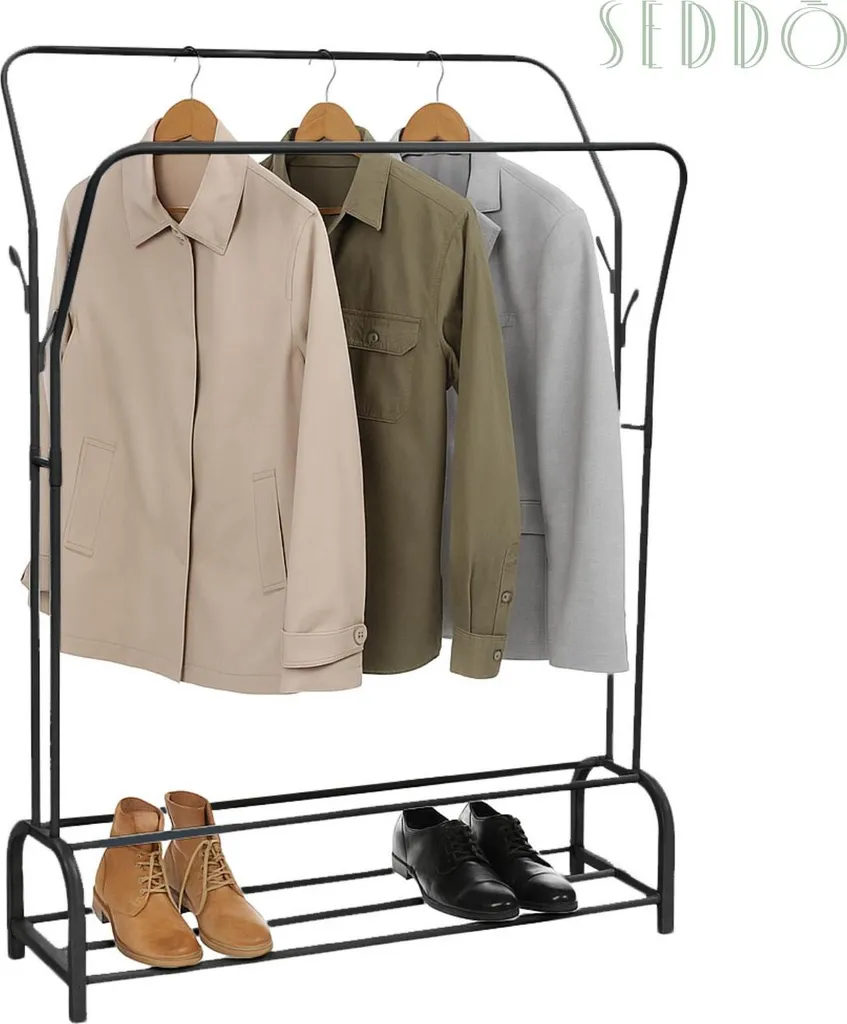 Aménagement de couloir : étagère à vêtements large en métal durable - 9