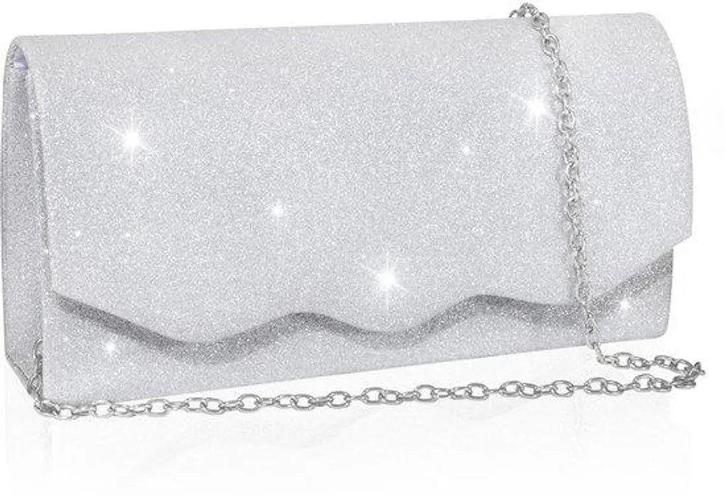 Petit sac à main argenté pour réception et cérémonie avec bandoulière