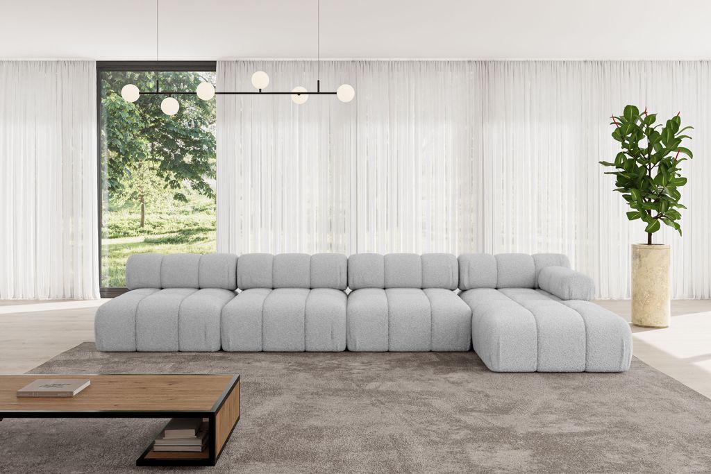 ALTDECOR Modulares Sofa Ecksofa in L-Form - Razon-L3 - 380x160x70 cm Hellgrau Corner modular Sofa Eckcouch Couch Wohnlandschaft Cauchsofa Polstersofa