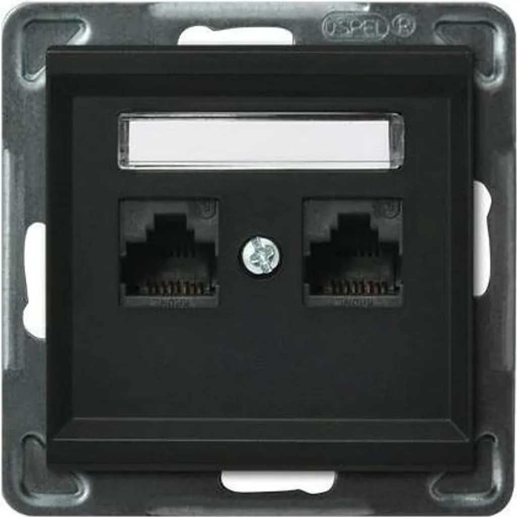 Prise RJ45 Double Cat 5e Noire en Métal OSPEL - Design Moderne et Épuré