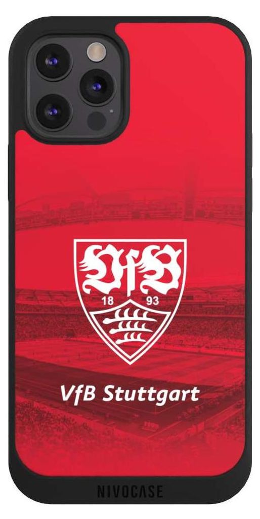 NIVOCASE Handyhülle für Apple iPhone 12 Pro Max Hülle NIVOpure Case Schwarz Offizielles Lizenzprodukt Stadion VfB Stuttgart