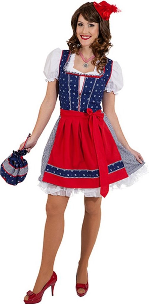Dirndl Franzi blau-rot Trachtenmode für Damen, Größe:42