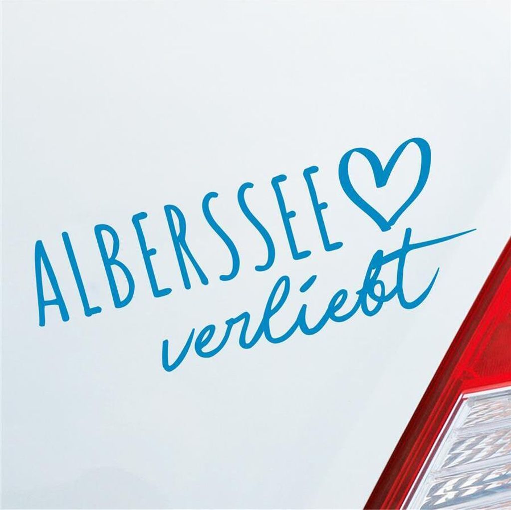 Auto Aufkleber Alberssee verliebt Herz See Sea Liebe Car 19x7 cm Hellblau Sticker Heckscheibenaufkleber