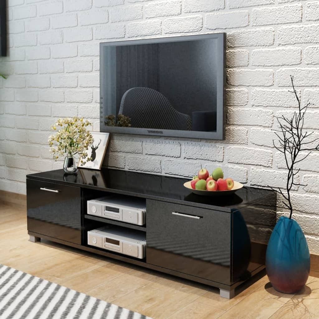Möbel Fernsehschrank,TV-Tisch TV-Schrank Hochglanz-Schwarz 120x40,5x35 cm DE59301