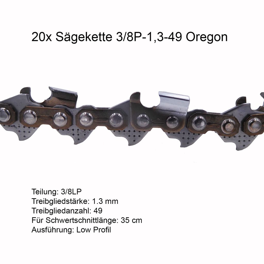 Set 20 Stück Oregon 91VX Sägeketten 3/8P 1.3 mm 49 TG Ersatzkette
