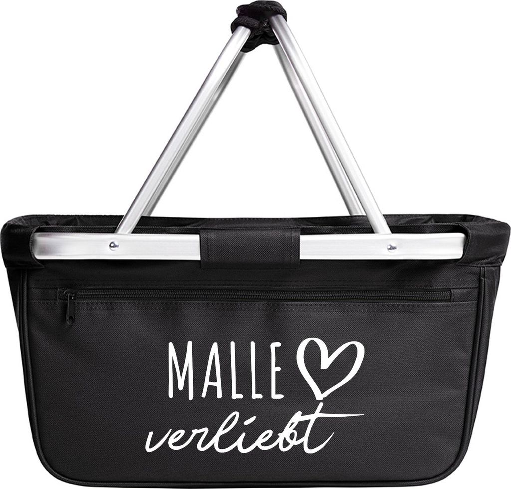 Huuraa Einkaufskorb Malle verliebt 20 Liter Black faltbarer Tragekorb Geschenkidee