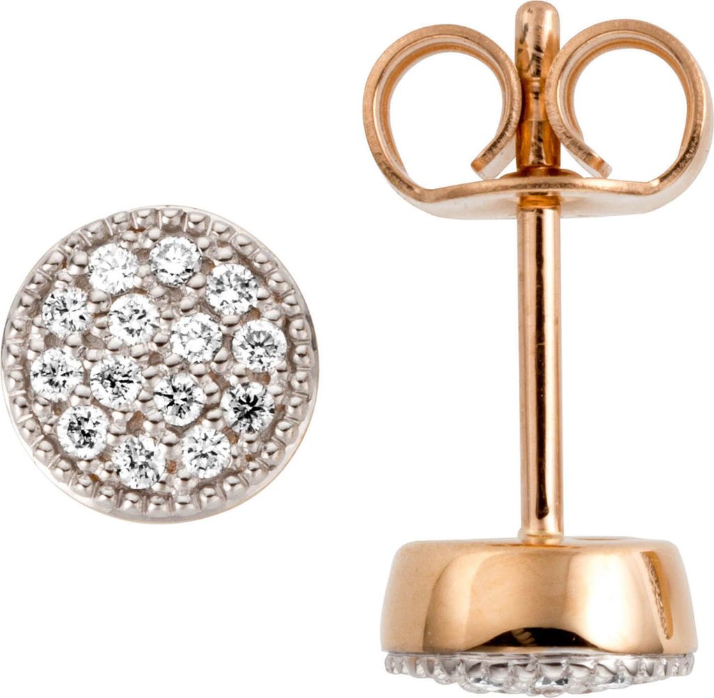 Ohrstecker 585 Gold Rotgold mit 28 Diamanten Brillanten 0,13ct. Ohrringe Damen