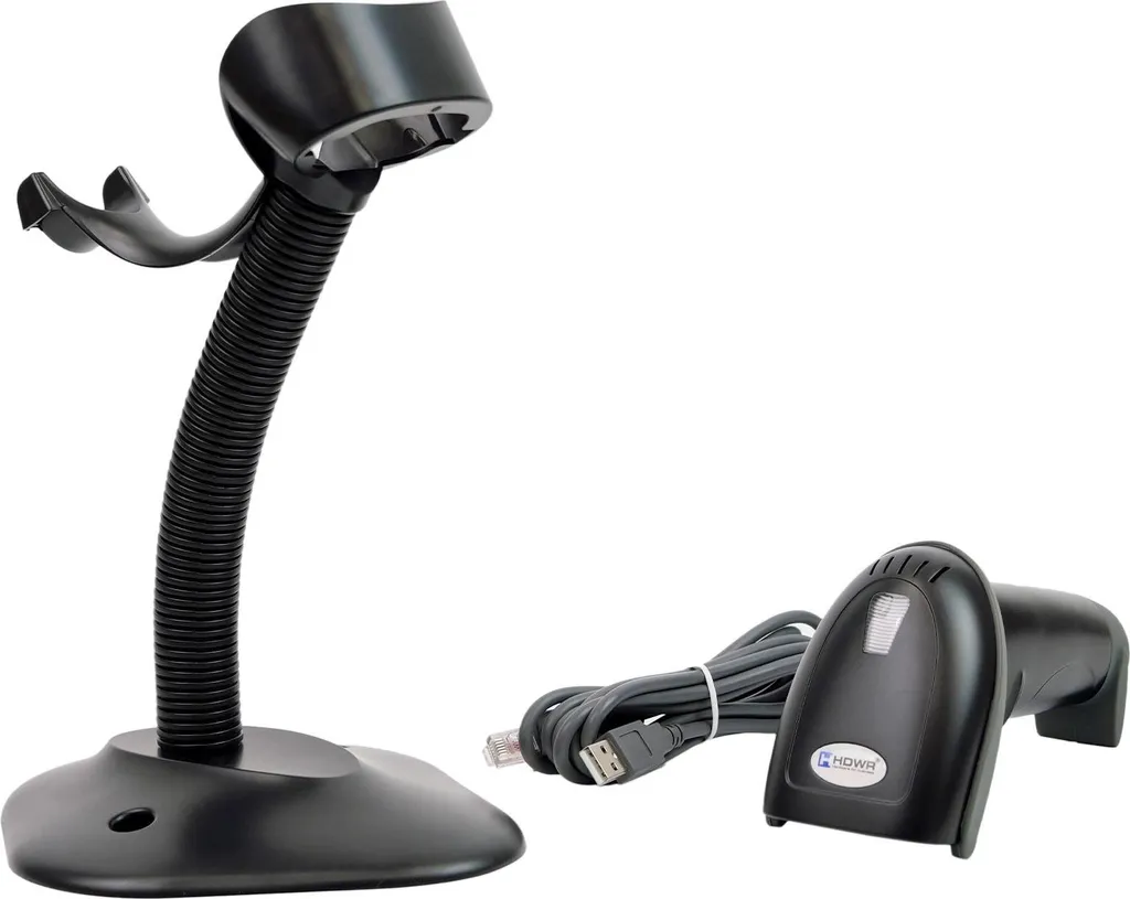 Scanner de code-barres de comptoir laser 1D USB avec son socle - 9