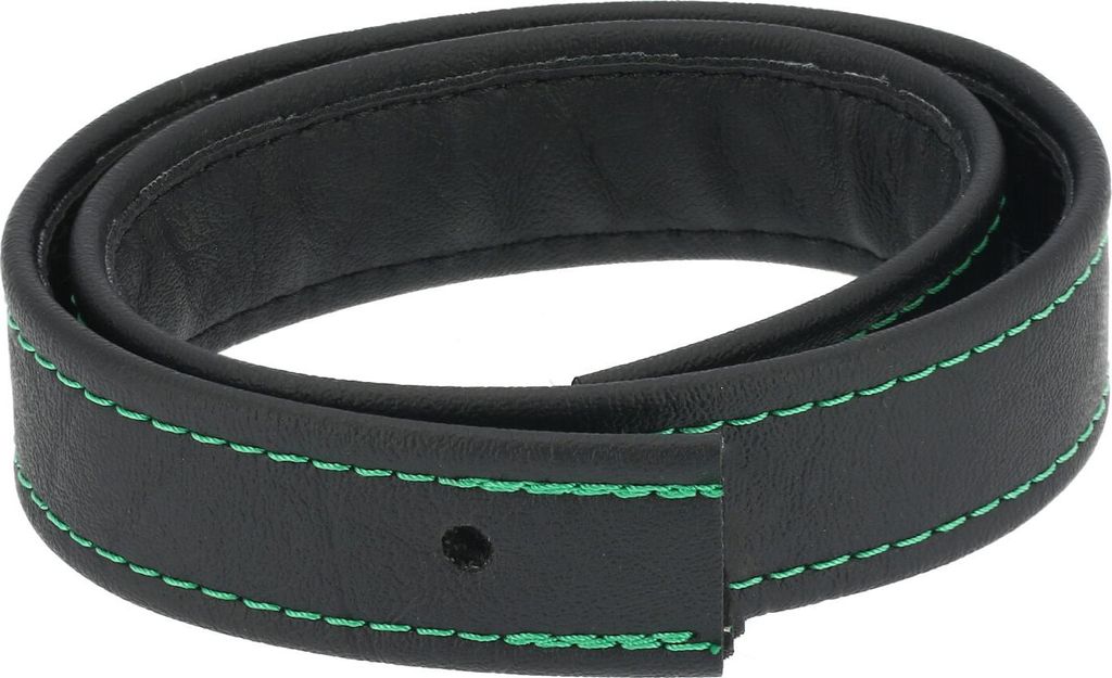 Halteriemen für Sitzbank schwarz mit Ziernaht in Grün - Handarbeit