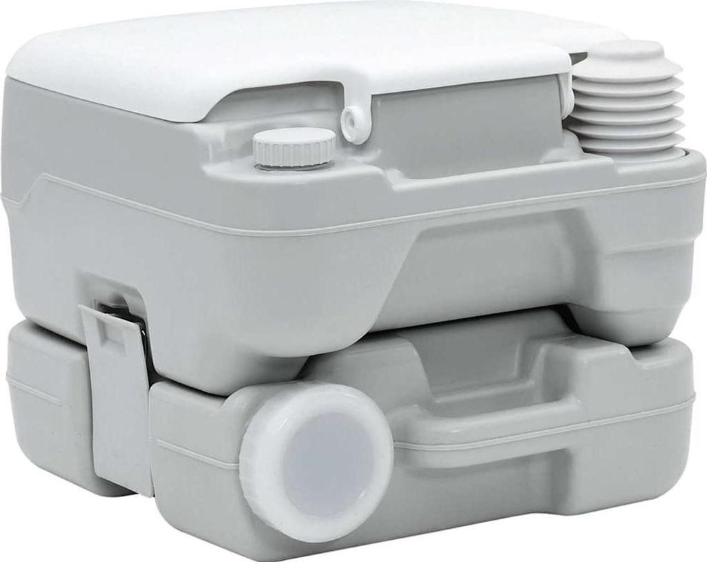 vidaXL Camping-Toilette Grau und Weiß 41,5 x 36,5 x 30 cm Polyethylen