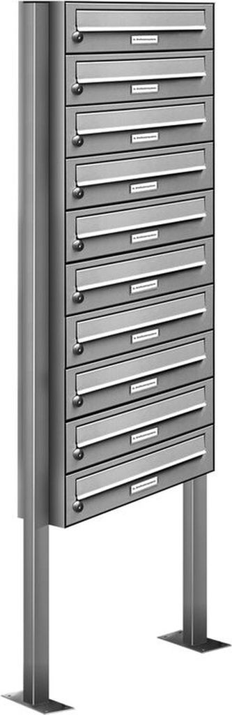 10er Edelstahl Stand Briefkasten Anlage Freistehend