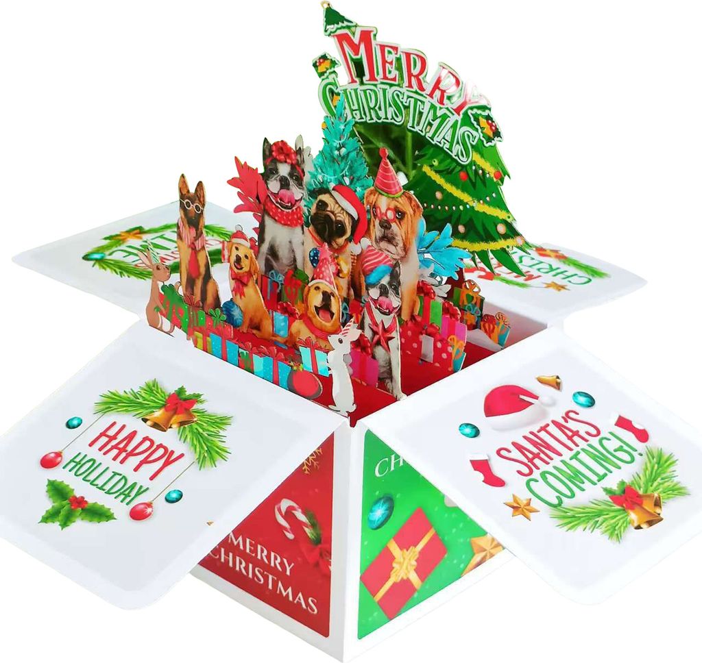 3D-Pop-Up-Weihnachtskarten, handgefertigte 3D-Grußkarte, Geschenkbox mit Umschlägen, faltbare Frohe Weihnachten-Feierkarten für Familie und Freu...