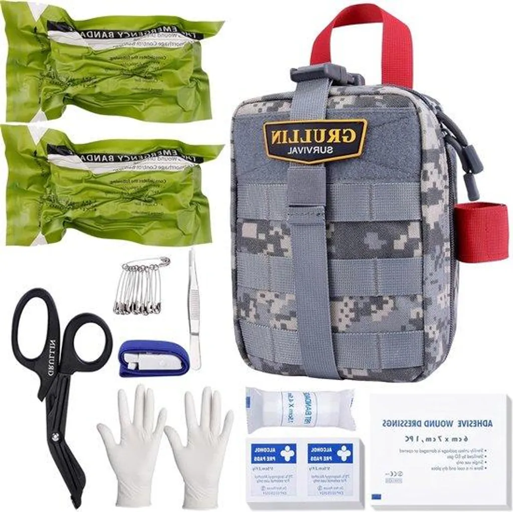 Kit de Survie Tactique d'Urgence en ABS Gris pour Randonnée et Camping