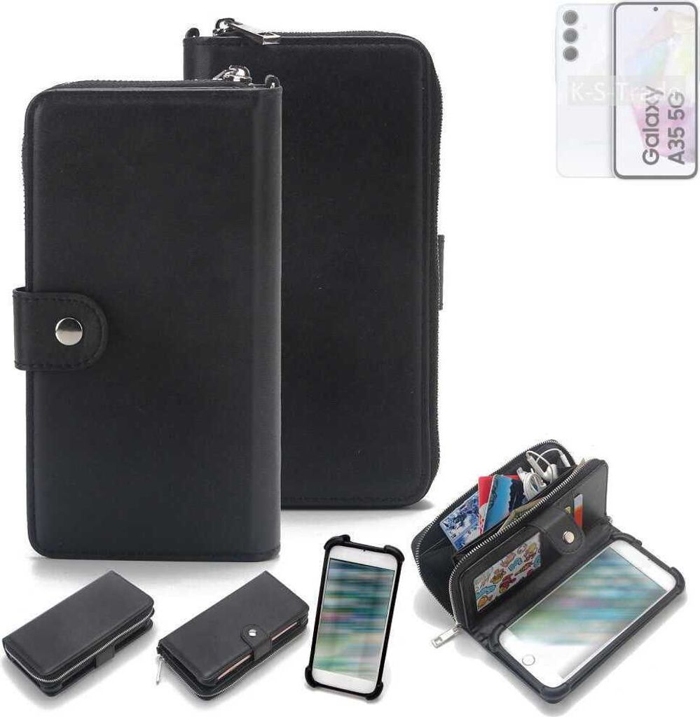 K-S-Trade 2in1 Handyhülle Schutzhülle kompatibel mit Samsung Galaxy A35 5G & Portemonnee Cover Handy Hülle Case Etui Geldbörse Wallet Bookstyle